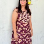 wine floral printed kurta set