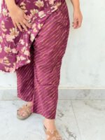 wine floral printed kurta set