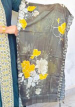 elegant bottle green kurta set with floral dupatta