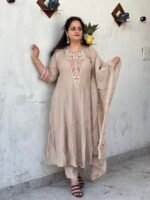 desert rose embroidered anarkali set