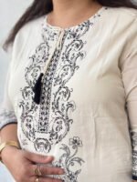 elegant ivory printed kurta set with floral dupatta