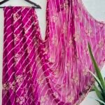 rich wine leheriya gota patti saree