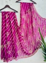 rich wine leheriya gota patti saree