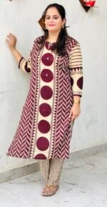  printed cotton kurta set with dupatta