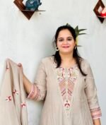 desert rose embroidered anarkali set
