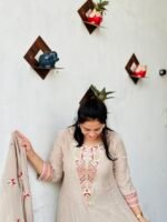 desert rose embroidered anarkali set