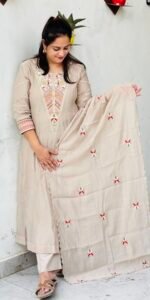 desert rose embroidered anarkali set