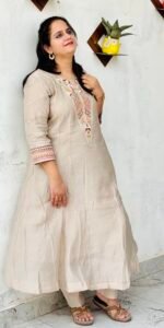 desert rose embroidered anarkali set