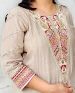 desert rose embroidered anarkali set