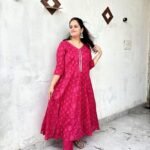rose in full bloom floral printed anarkali kurti set