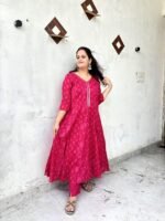 rose in full bloom floral printed anarkali kurti set