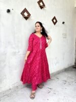 rose in full bloom floral printed anarkali kurti set